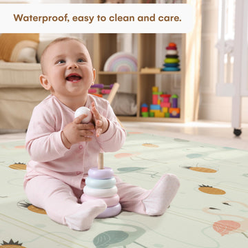 Childlike Behavior Baby Play Mat - 78X52-Inch Reversible Tummy Time Mat For Infants And Toddlers - Foldable Foam Baby Floor Play