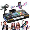 Veewiki Kids DJ Mixer Table Toy,DJ Set for Toddlers,Musical Toys with Microphone,Piano Keyboard,Lights,Kids Instrument Game for