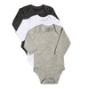 123 Bear Baby Cotton Spandex Long-Sleeve Bodysuits Unisex Boy Girl (Gray 3Pk, 3-6 Months)