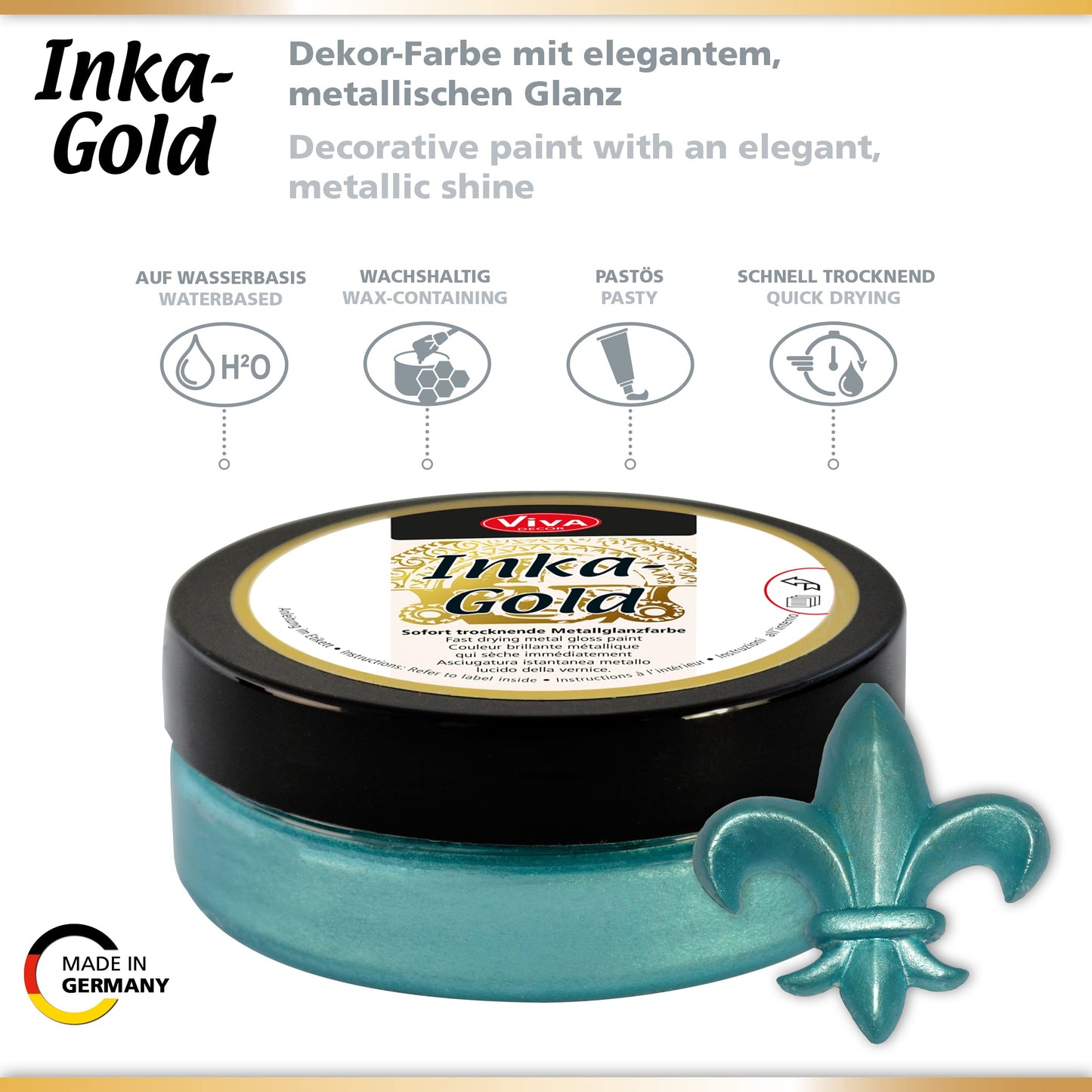 Viva Decora Inka Gold (Petrol, 2,2 Oz) Metallic Acrylic Paint - Craft Paint Set - Effect Paints - Craft Paints Acrylic Sets - Ap