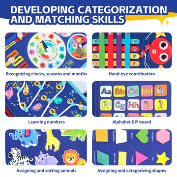 LYLIN Busy Board Montessori Toys for 1 2 3 4 Years Old, Toddler Busy Book Sensory Board, Preschool Learning Educational Activiti