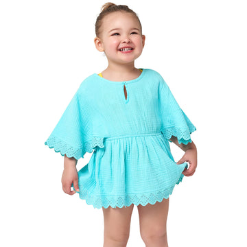 Gerber Baby Girl'S Standard Toddler Kaftan Swim Cover Up, Aqua, 0-3 Months