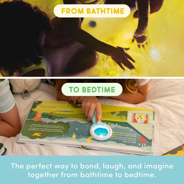 Glo Pals Alex Bath & Bedtime Bundle - Light Up Bath Toy with 1 Interactive Book, 2 Light Cubes & 1 Magic Magnifier - Toddler Bat