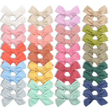 C Llot 40 Pieces Girls Hair Bows Linen Fabric Bows Alligator Clips Hair Accessories For Little Girls Toddlers Kids And Teens