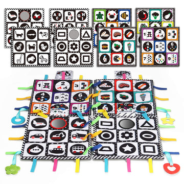 Teytoy Tummy Time Floor Mirror, Double High Contrast Play And Pat Activity Mat Black And White Baby Crinkle Toys With Teether, G