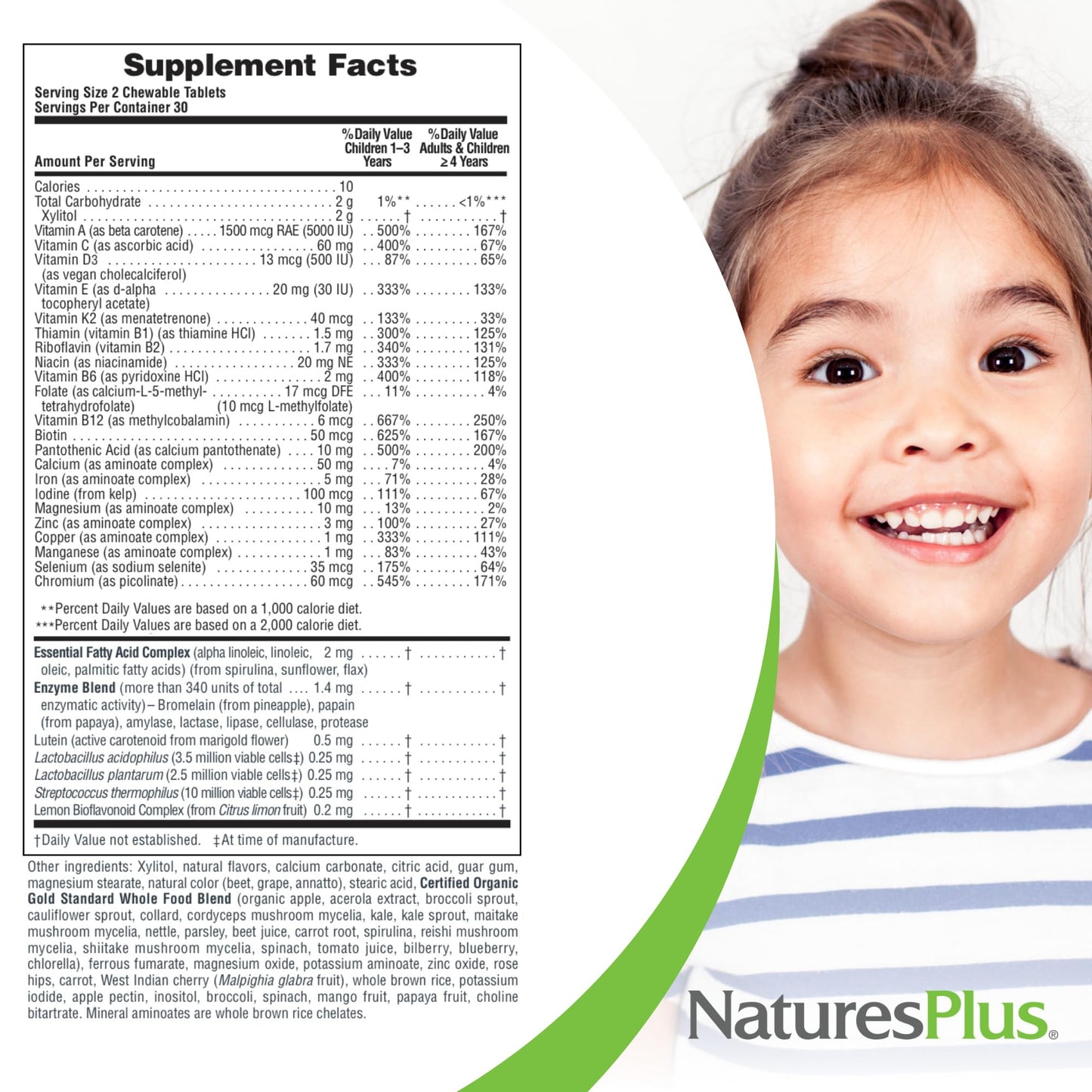 Natures Plus Animal Parade Gold Children'S Multivitamin - Assorted Cherry, Orange & Grape Flavors - 60 Chewable Tablets, Pack Of