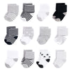 Hudson Baby Unisex Cotton Rich Newborn And Terry Socks, Gray Black Stars, 0-6 Months