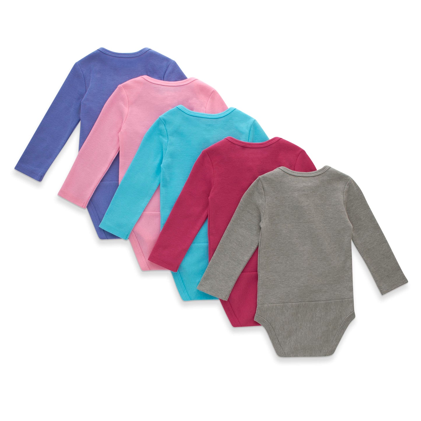 Hanes Unisex Baby Long Sleeve Bodysuit, Ultimate Flexy Boys & Girls, 5-Pack, Pink Turq Purple Set, 0-6 Months Us