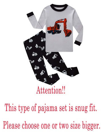 Family Feeling Excavator Baby Boys Long Sleeve Pajamas Sets Cotton Pyjamas Toddler Infant Kids 18-24 Months Grey