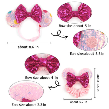 Bianbaistar Newborn Bows For Girls Toddler Hair Bows Multicoloured Dot Elastic Adjustable Headband Mouse Ears Scrunchies Essenci