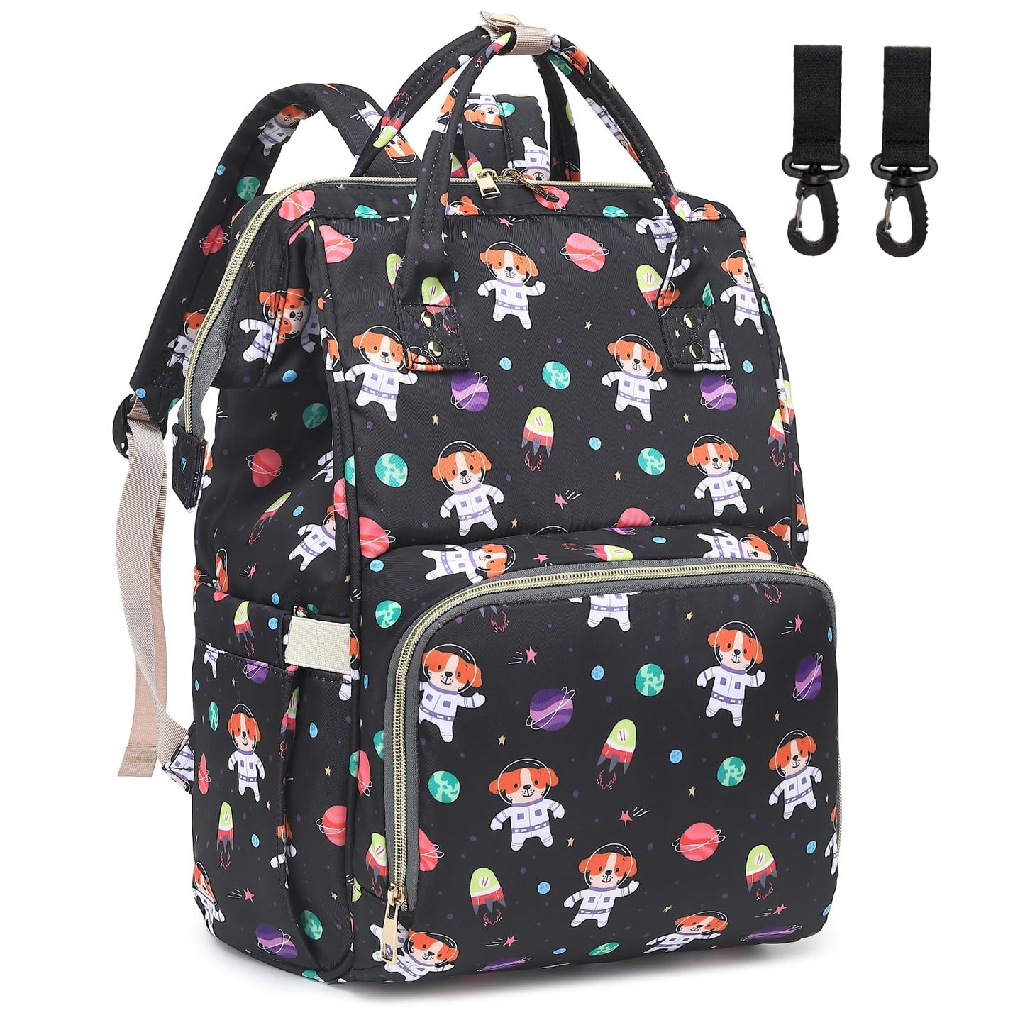 Dezcrab Dog Baby Diaper Bag Backpack for Women, Large Capacity Waterproof Maternity Travel Nappy Backpacks with Stroller Straps