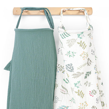 Haleeone Muslin Nursing Cover For Breastfeeding, Privacy Breathable Breastfeeding Cover With Arch Neckline For Mom, 100% Cotton