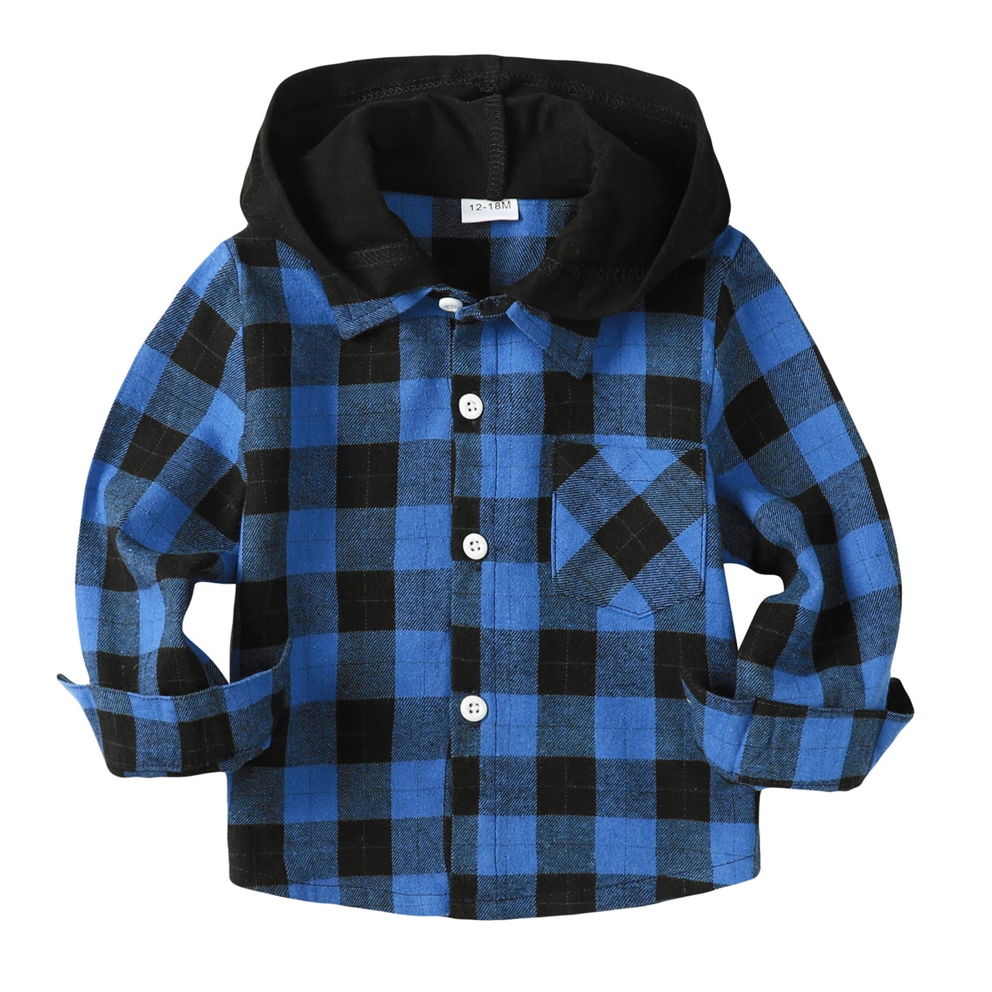 Boys Button Down Shirt Plaid 18 Months Boy Clothes Baby Long Sleeve Flannel Shirt Blue Plaid Jacket Fall Winter Collared Top Boy