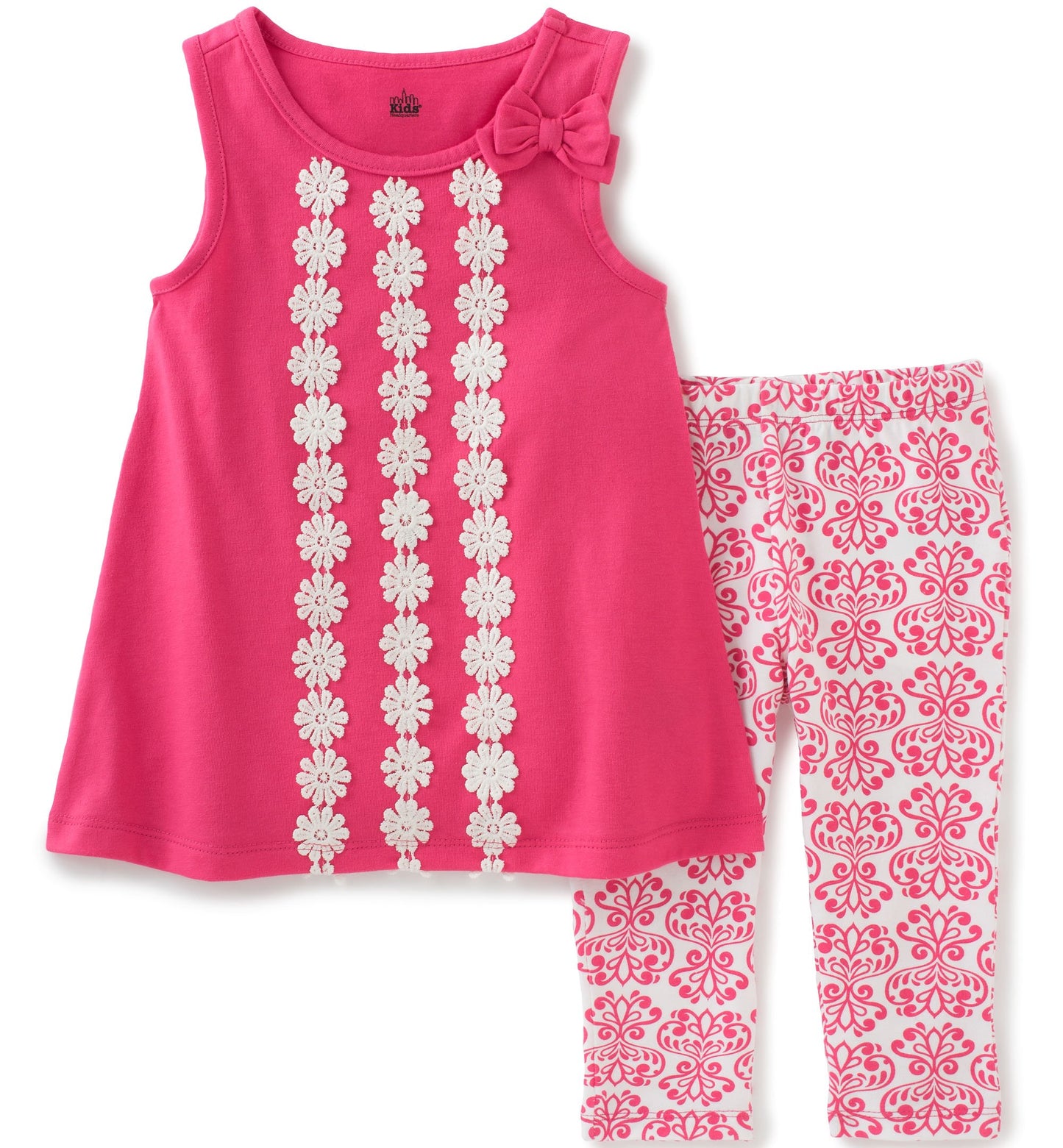 Kids Headquarters Baby Girls 2 Pieces Pants Set-Printed Tunic, Pink, 18M