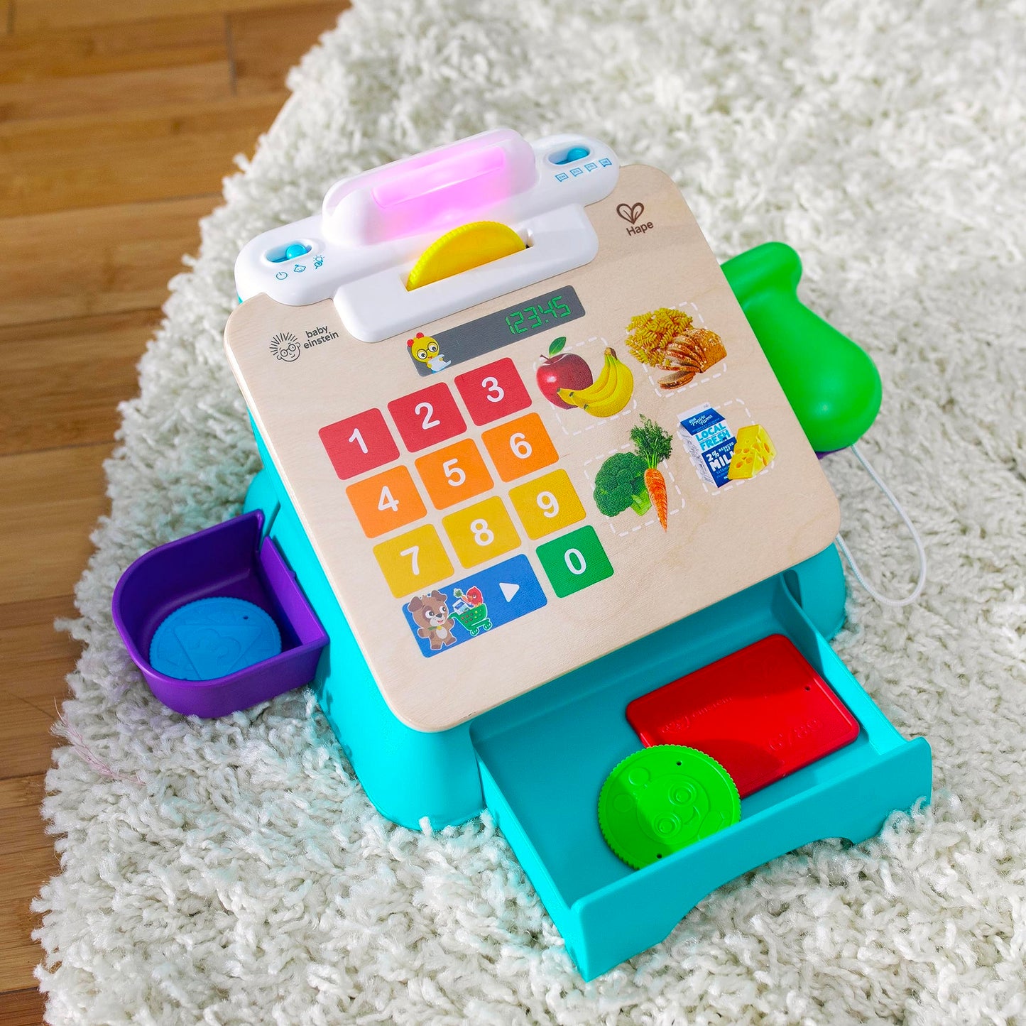 Baby Einstein + Hape Magic Touch Cash Register Pretend to Check Out Toy, with Real Sounds and Music, Ages 9 Months and Up