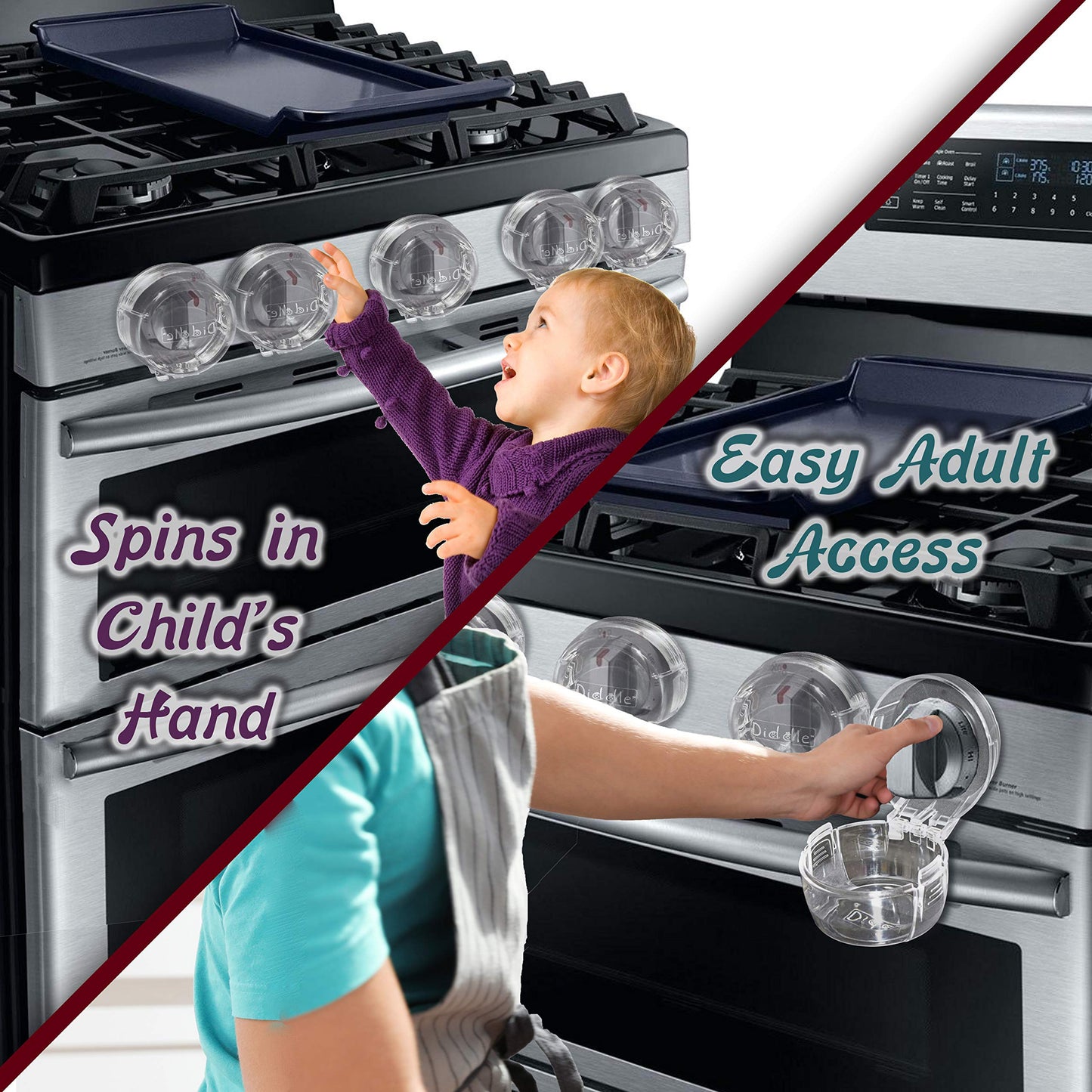 6 Pack Clear Stove Knob Safety Covers - Protect Little Kids With A Child Proof Lock For Oven/Stove Top/Gas Range - Baby/Toddler