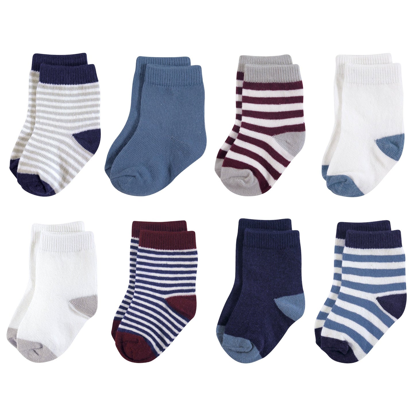 Touched By Nature Baby Boys Organic Basic Casual Socks, Burgundy Navy, 0-6 Months Us