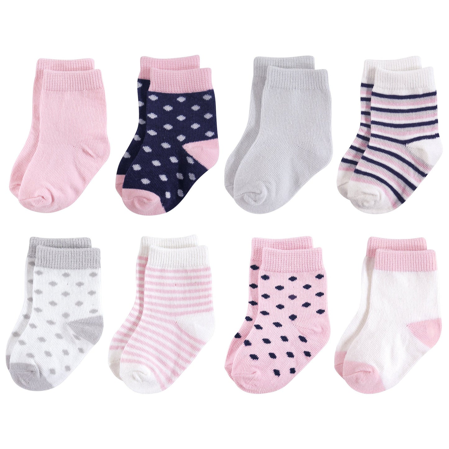 Touched By Nature Baby Boys Organic Cotton Casual Socks, Navy Lt. Pink, 0-6 Months Us