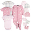 Gerber Baby Boys And Girls 12 Piece Layette Gift Set, Pink Bunny, 6-9 Months