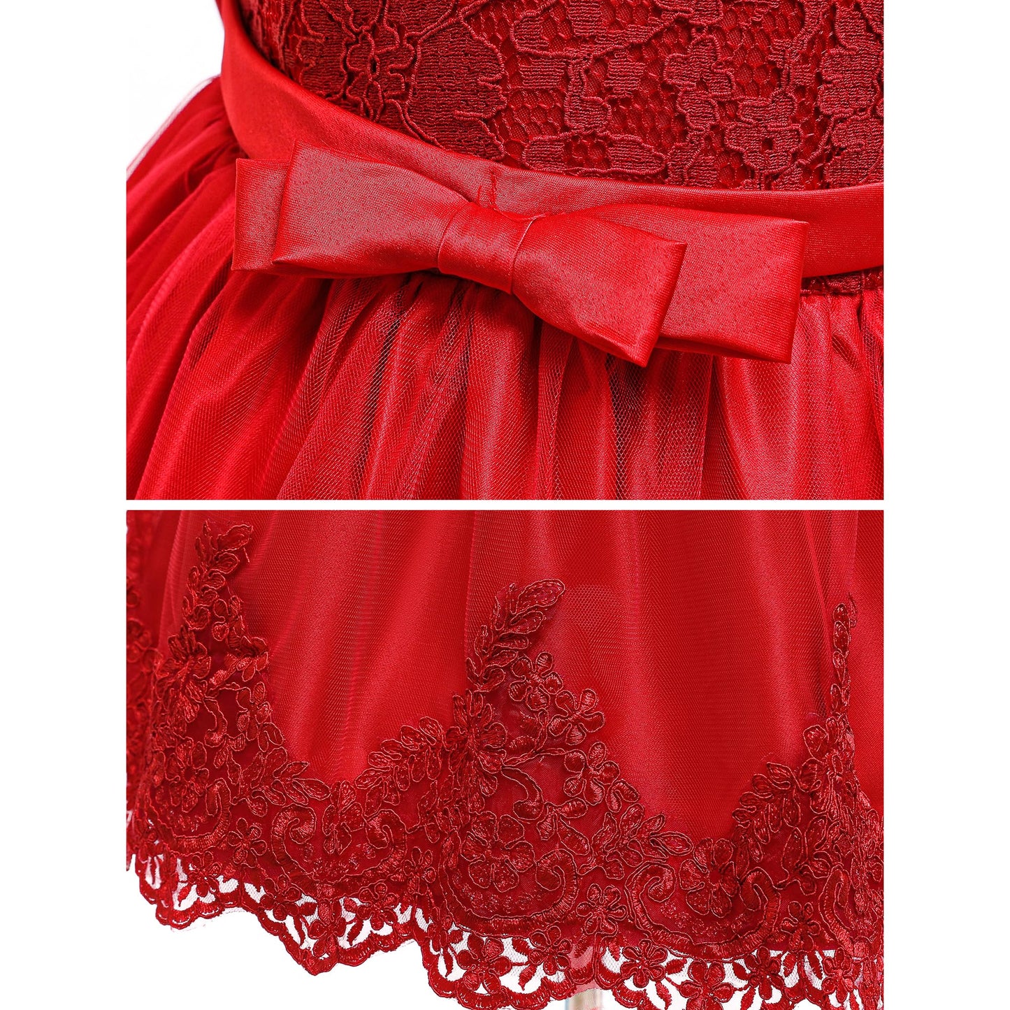 Lzh Big Bowknot Dress Girls Birthday Wedding Party Dresses Christmas Toddler Girl Dress Red