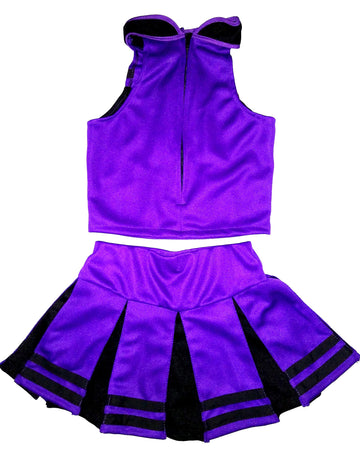 Total 2550 Little Girls' Cheerleader Cheerleading Outfit Uniform Costume Cosplay Halloween Violet/Black (S / 2-5)