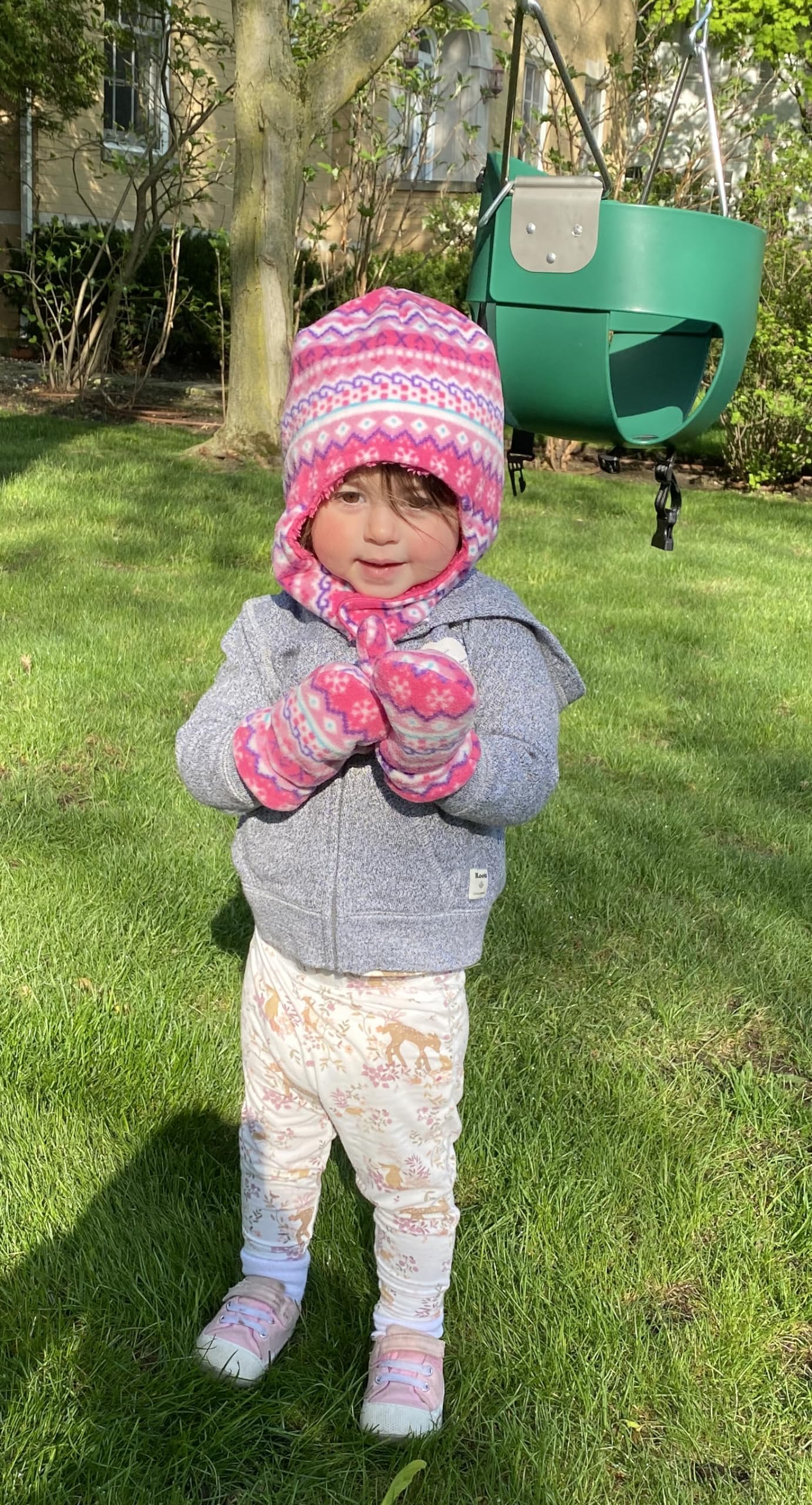 Nice Caps Toddler Baby Winter Hat Mitten Set - Kids Boys Girls Gloves Fleece Sherpa Lined (Fair Isle Print, 4-7 Years)