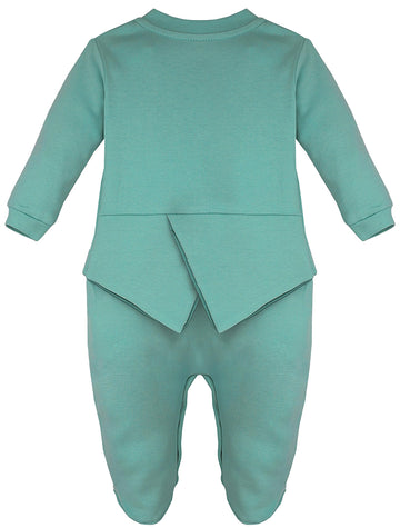Lilax Baby Boy Gentleman Tuxedo Footie Christmas Holiday Outfit With Bow Tie (Newborn, Seafoam)