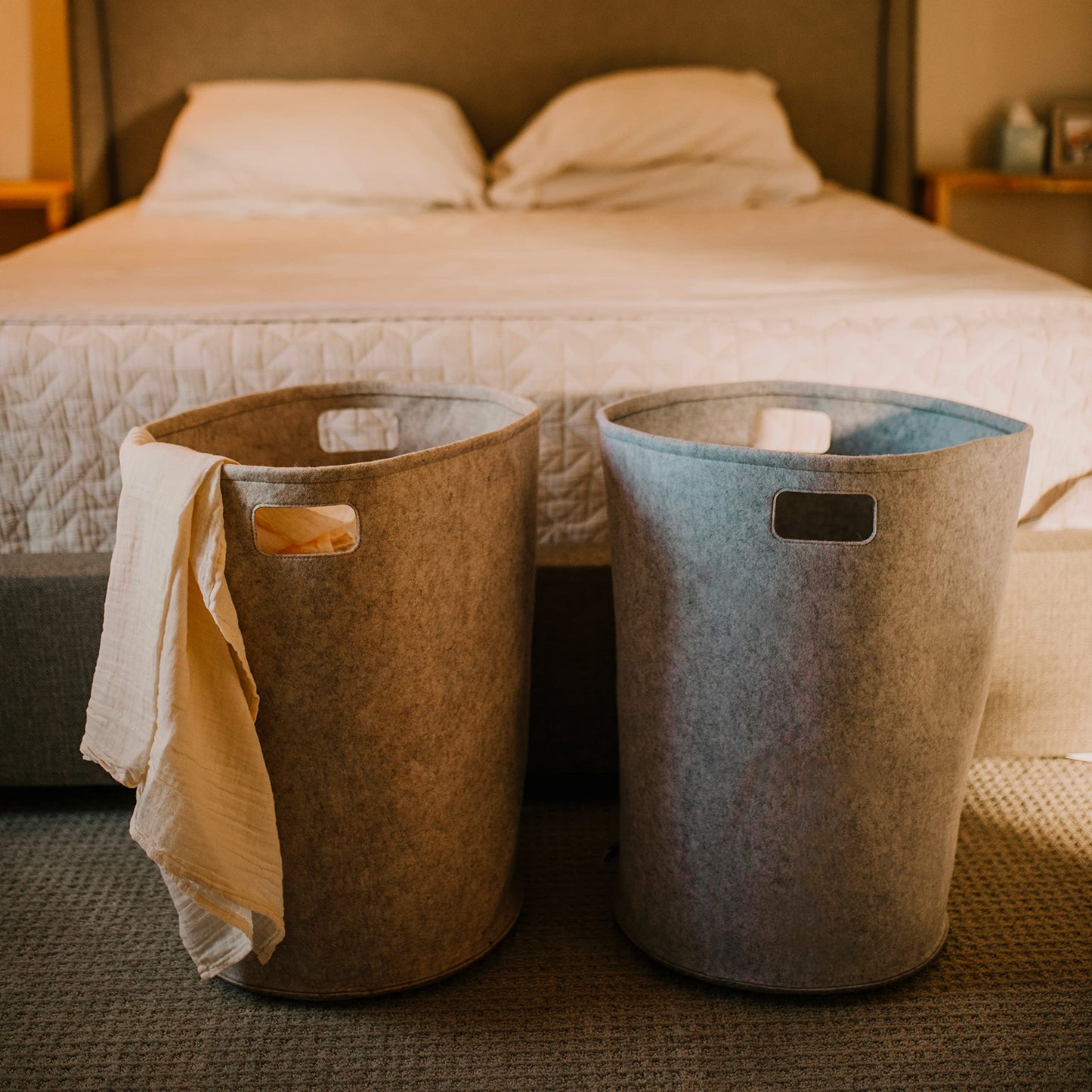 Parker Baby Nursery Laundry Hamper - Felt Storage Basket And Baby Hamper For Nursery (Oatmeal)