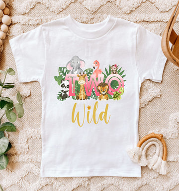 Safari Floral Zoo Animal Two Wild Girls 2Nd Birthday Shirt Second Birthday Shirt Two Wild Party Two Wild Shirt Second Birthday G