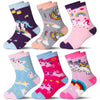 Eocom 6 Pairs Children'S Winter Warm Wool Socks Kids Toddlers Boys Girls Thermal Thick Boot Cozy Crew Socks (4-7X, Unicorn)
