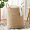 MOJOSCEND Jute Woven Hamper Laundry Basket Wicker Rope Clothes Hamper for Baby Nursery Kids Rattan Blanket Basket in Living Room