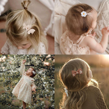 16 Pcs Hair Clips For Girls With Bows Butterfly Flower,2' Fully Lined Alligator Clips And Barrettes,Handmade Hair Accessories F