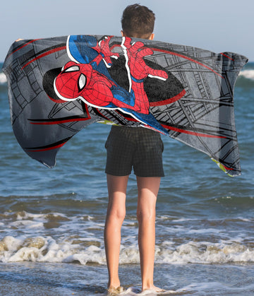 Jay Franco Marvel Spiderman Bath Pool Beach Towel - Kids Grey Super Soft & Absorbent 100% Cotton Towel, Measures 28 X 58