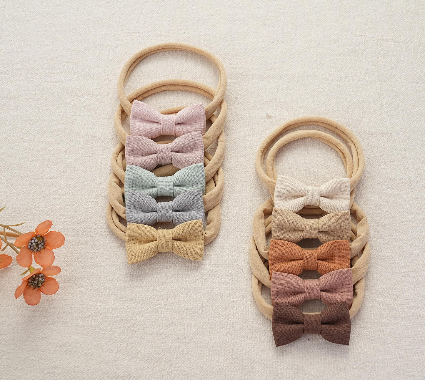 Fancy Clouds Baby Girl Bows And Headbands,10 Pack Of Stretchy Soft Nylon Hairbands Hair Bows For Newborns, Infants, Toddlers - H