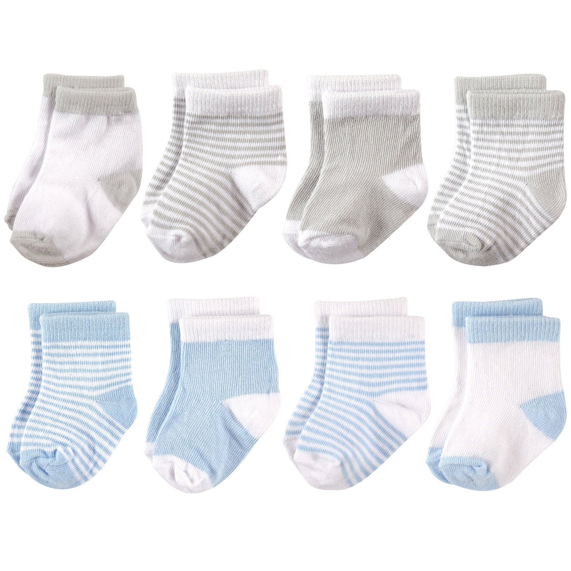 Hudson Baby Unisex Cotton Rich Newborn And Terry Socks, Light Blue Gray, 0-6 Months