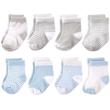 Hudson Baby Unisex Cotton Rich Newborn And Terry Socks, Light Blue Gray, 6-12 Months