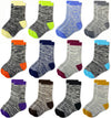 Jamegio Boys Socks 12 Pairs Crew Socks For Toddler Kids Boys Athletic Cotton Socks(2-4 Years)