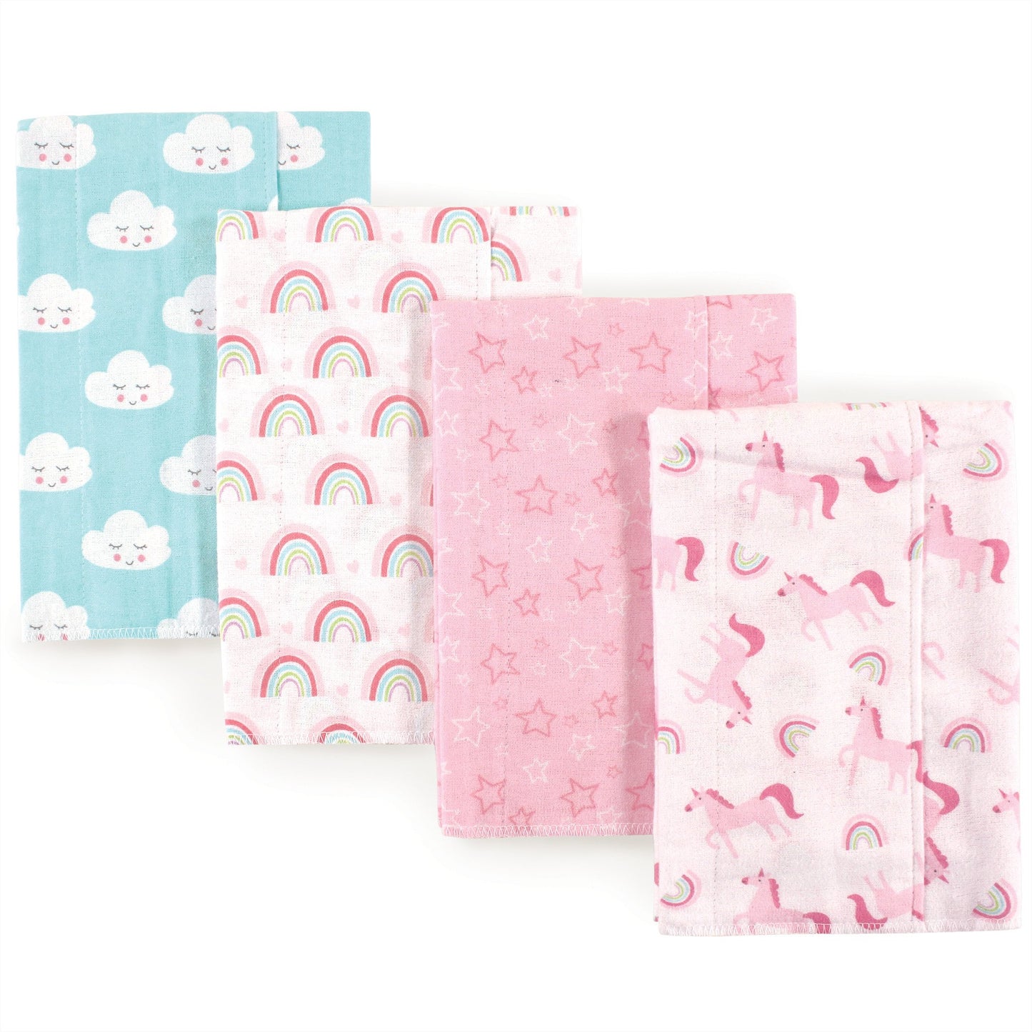 Luvable Friends Unisex Baby Cotton Flannel Burp Cloths, Rainbow, One Size