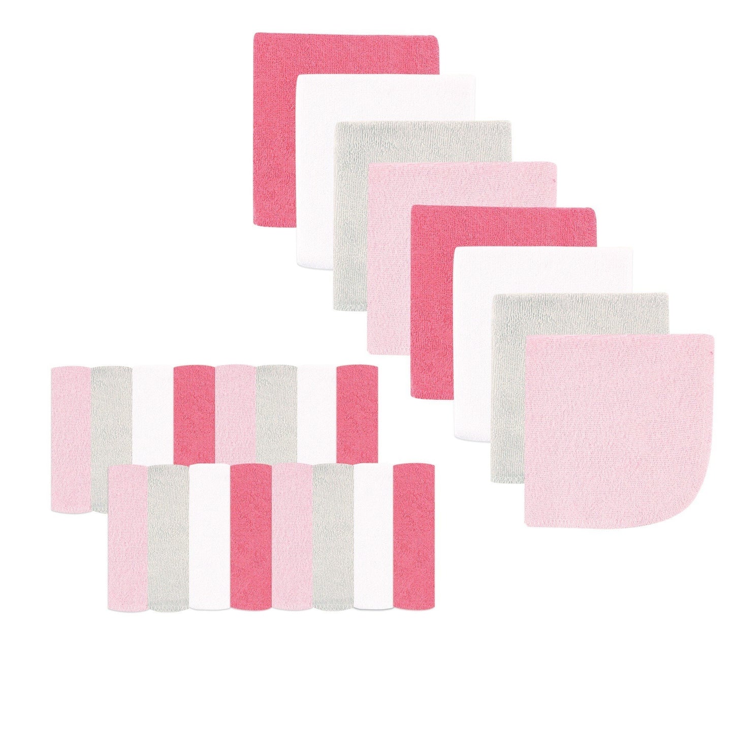 Luvable Friends Unisex Baby Super Soft Bundle Washcloths, Pink Pastel, One Size