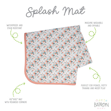 Bapronbaby Vintage Rose Splash Mat - Waterproof Catch-All For Under High Chairs, Floors, Tables, Playtime Or Arts & Crafts - Mac