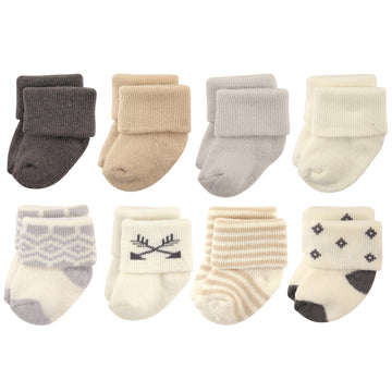 Hudson Baby Baby Boys Cotton Rich Newborn And Terry Casual Socks, Aztec, 0-6 Months Us