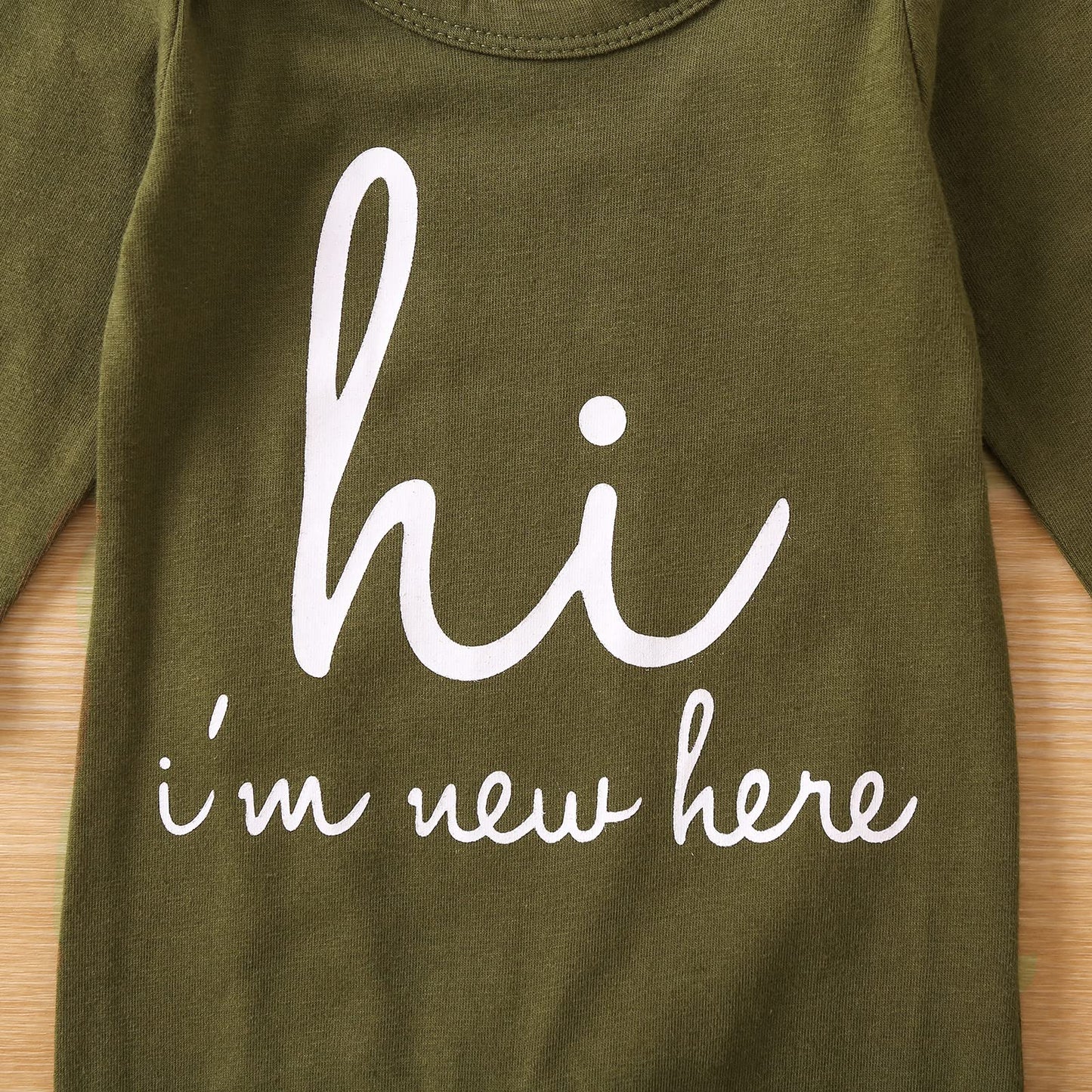 Grnshts Newborn Baby Boy Romper Coming Home Outfits Letter Print Bodysuit Jumpsuit+Hat+Gloves 3Pcs Clothes Set (Army Green, Newb