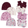Gerber Baby Girls Cap And Mitten Sets Lavender Garden Newborn