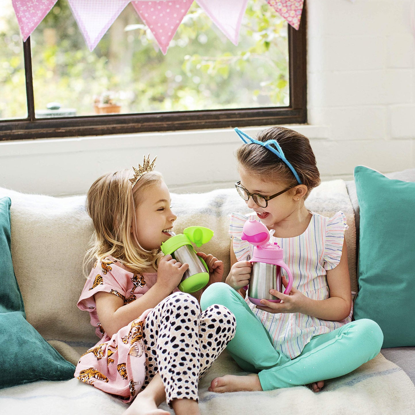 Munchkin Cool Cat Sippy Cup For Toddlers, Stainless Steel Straw Cup, 8 Ounce, Pink