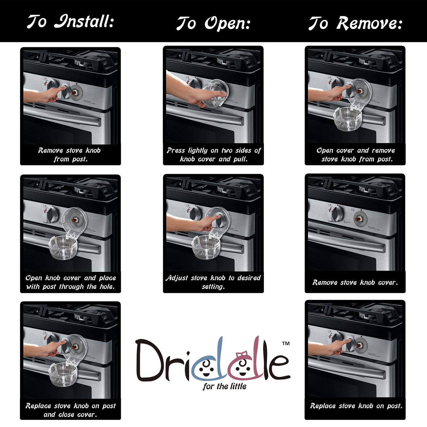 6 Pack Clear Stove Knob Safety Covers - Protect Little Kids With A Child Proof Lock For Oven/Stove Top/Gas Range - Baby/Toddler