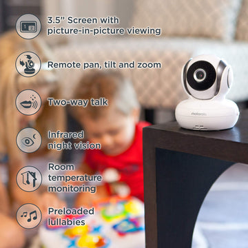 Motorola Mbp36S-2 Video Baby Monitor -Two Cameras, 3.5' Lcd Color Screen Display, 2-Way Audio -Remote Pan, Tilt, Zoom, Infrared
