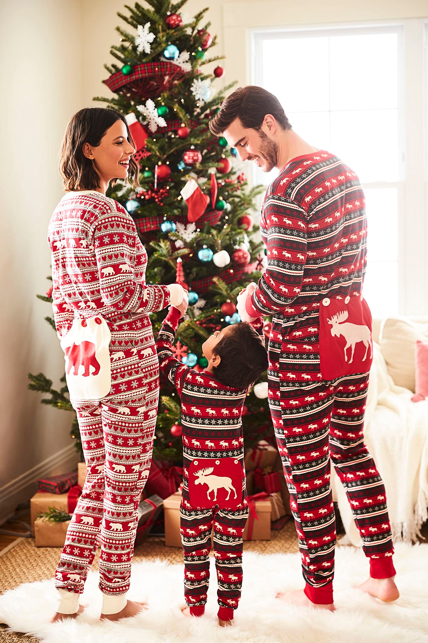 Little Blue House By Hatley Kid'S Fair Isle Bear & Moose Family Union Suits Sleepwear, Dog Union Suit - Mouse Fair Isle, Small