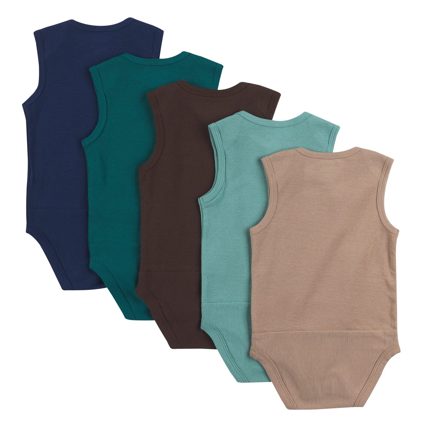 Hanes Unisex Baby Bodysuits, Ultimate Flexy Sleeveless For Boys & Girls, 5-Pack, Blue Green Dk Brwn Set, 0-6 Months Us