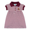 College Baby Striped Game Day Polo Dress With Bloomer - Arizona State Sun Devils Sparky Mascot Logo - Maroon/White - 3-6 Months