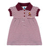 College Baby Striped Game Day Polo Dress With Bloomer - Arizona State Sun Devils Sparky Mascot Logo - Maroon/White - 0-3 Months